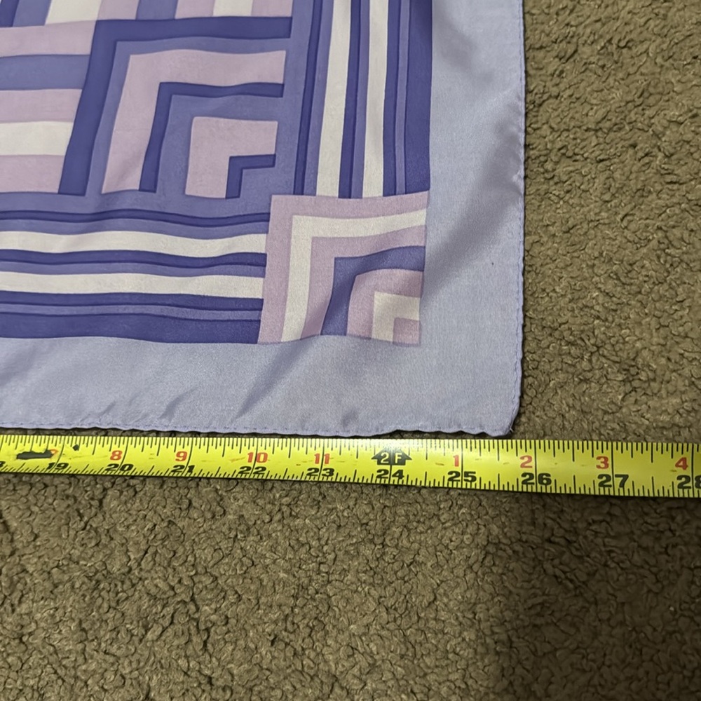 EUC Vintage MCM Geo Print Scarf-Square-Purple Shades-Polyester - Picture 14 of 14